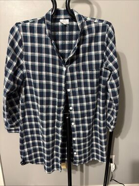 Women's Navy Plaid Button-Front Tunic